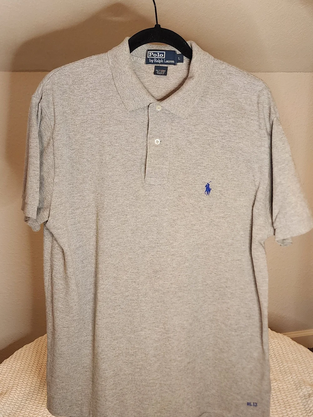 Ralph Lauren Men's Heather Gray Polo with Blue Pony